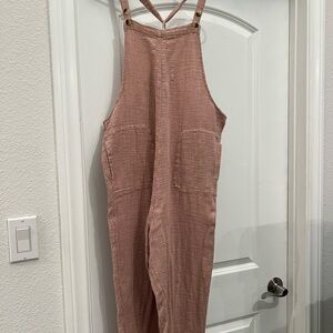 Free People Blush Knit Overalls